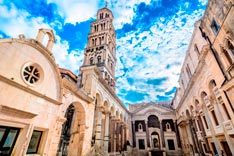 Split, view at square Peristil in front of cathedral Saint Domnius